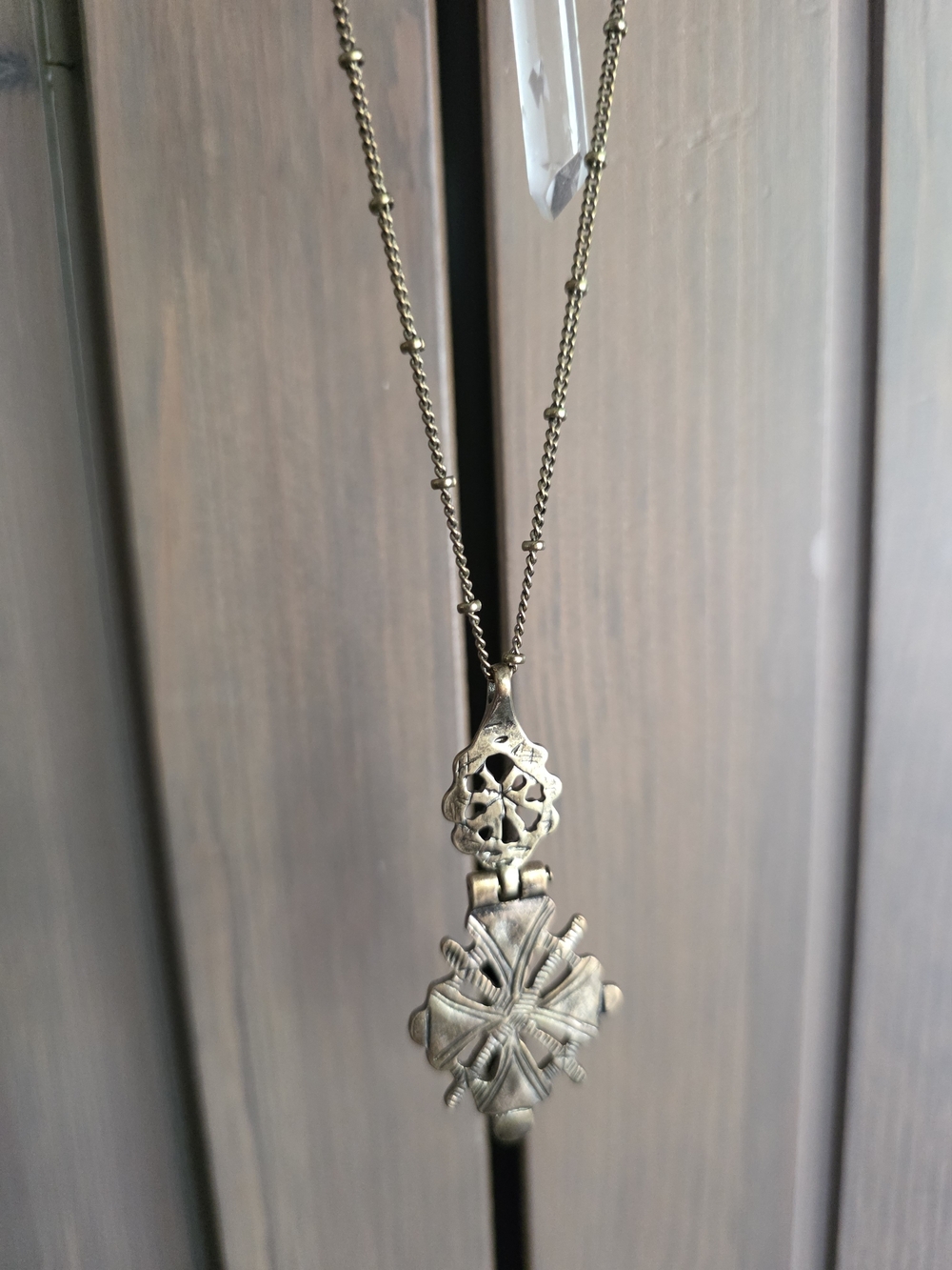 Layered Bronze Color Metal Necklace